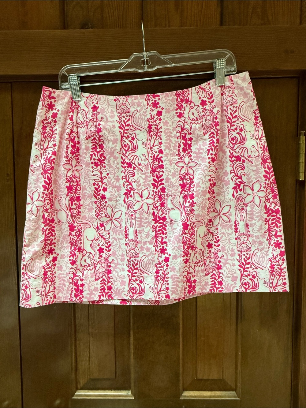 Lilly Pulitzer White Label Pink Lion Animal Print Lined Skirt